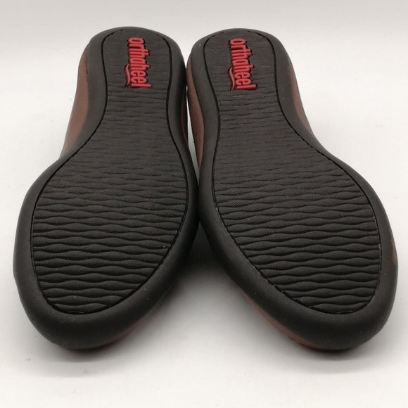 Orthaheel Womens Loafers Mae Brown Faux Leather Slip On Round Toe Flat Heel 6 - Picture 5 of 10